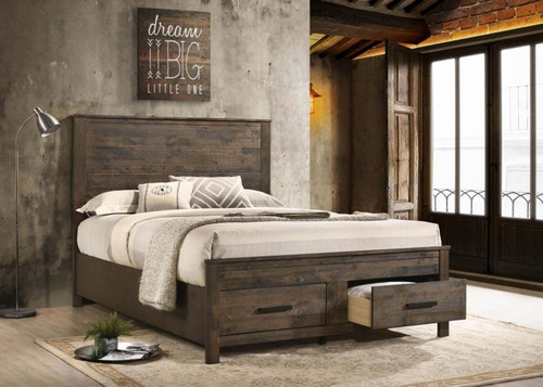 Woodmont - Wood Queen Storage Panel Bed - Rustic Golden Brown