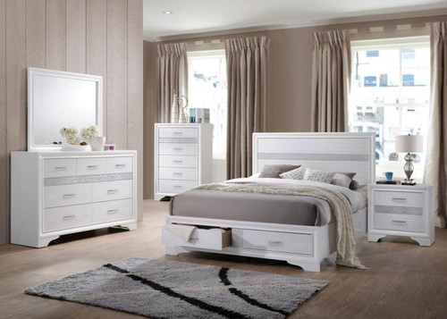 Miranda - Wood California King Storage Panel Bed - White