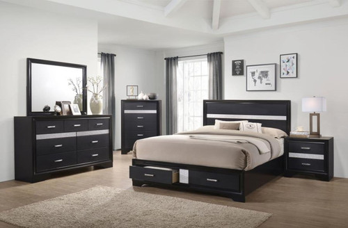 Miranda - Wood Eastern King Storage Panel Bed - Black