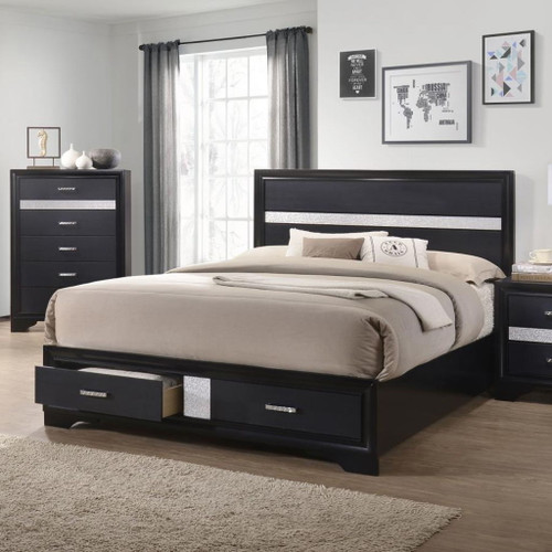 Miranda - Wood California King Storage Panel Bed - Black