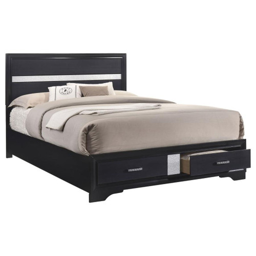 Miranda - 5 Piece Queen Platform Storage Bedroom Set - Black