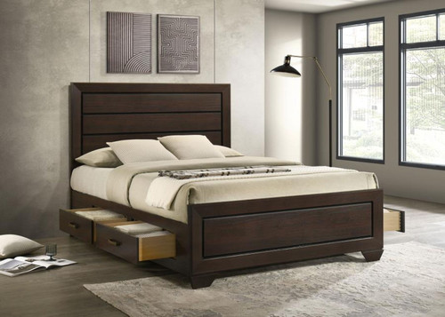 Kauffman - Wood Queen Storage Panel Bed - Dark Cocoa