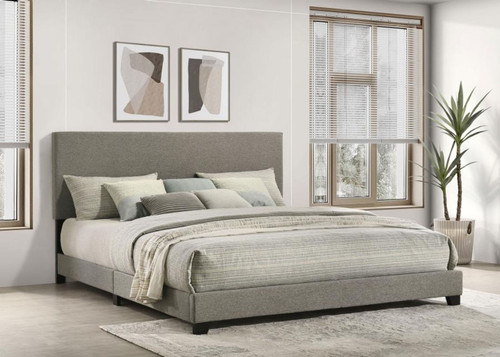 Dorian - Fabric Upholstered Eastern King Panel Bed - Taupe