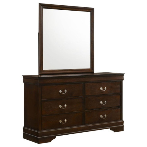 Louis Philippe - 6-Drawer Dresser With Mirror - Cappuccino