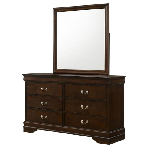 Louis Philippe - 6-Drawer Dresser With Mirror - Cappuccino