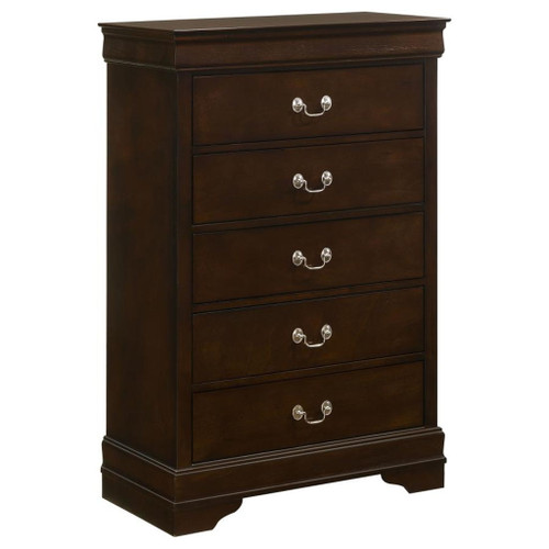 Louis Philippe - 5-Drawer Bedroom Chest - Cappuccino