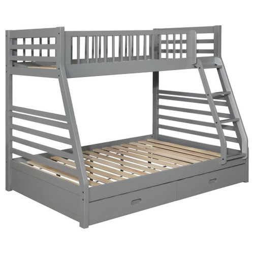 Ashton - 2-Drawer Wood Twin Over Full Bunk Bed - Gray