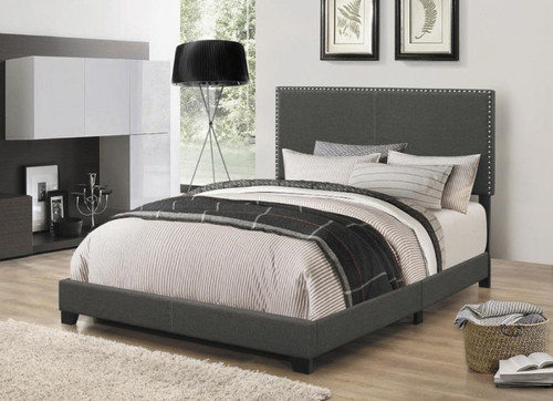 Boyd - Upholstered Eastern King Panel Bed - Charcoal