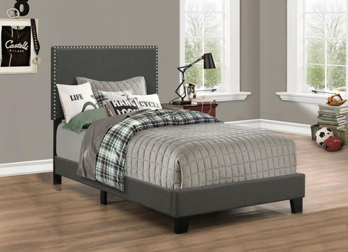 Boyd - Upholstered Twin Panel Bed - Charcoal