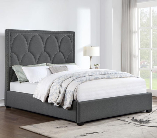 Bowfield - Upholstered Queen Panel Bed - Charcoal