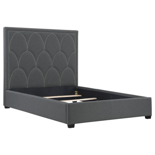 Bowfield - Upholstered Eastern King Panel Bed - Charcoal