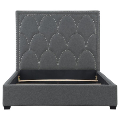 Bowfield - Upholstered Eastern King Panel Bed - Charcoal