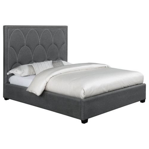 Bowfield - Upholstered Eastern King Panel Bed - Charcoal