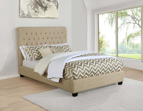 Chloe - Upholstered Full Panel Bed - Oatmeal