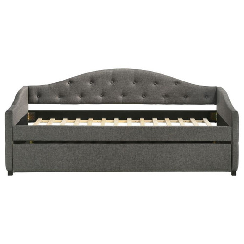 Sadie - Upholstered Twin Daybed With Trundle - Gray