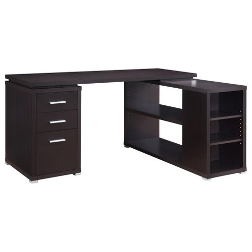 Yvette - 3-Drawer L-Shape Computer Desk - Cappuccino