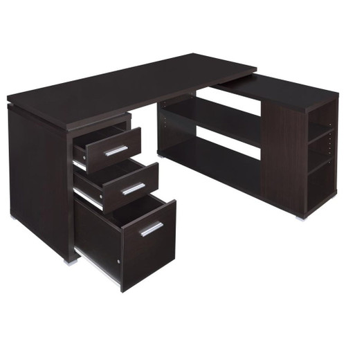 Yvette - 3-Drawer L-Shape Computer Desk - Cappuccino