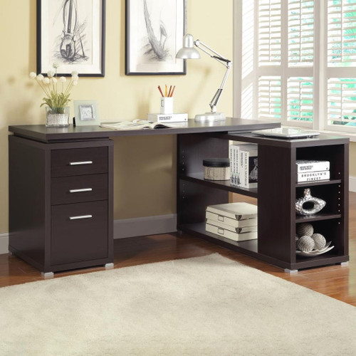 Yvette - 3-Drawer L-Shape Computer Desk - Cappuccino