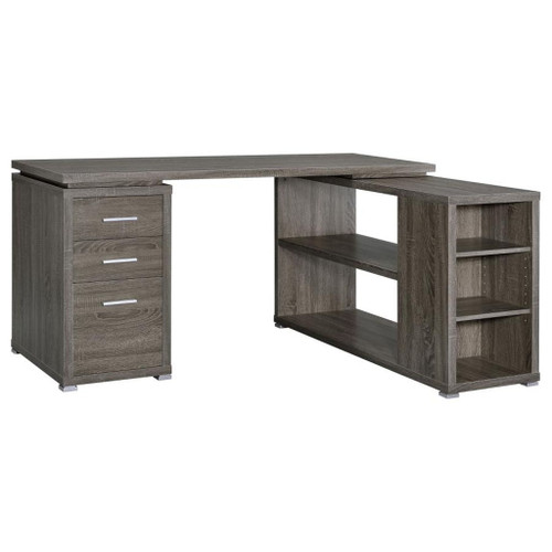 Yvette - 3-Drawer L-Shape Computer Desk - Weathered Gray