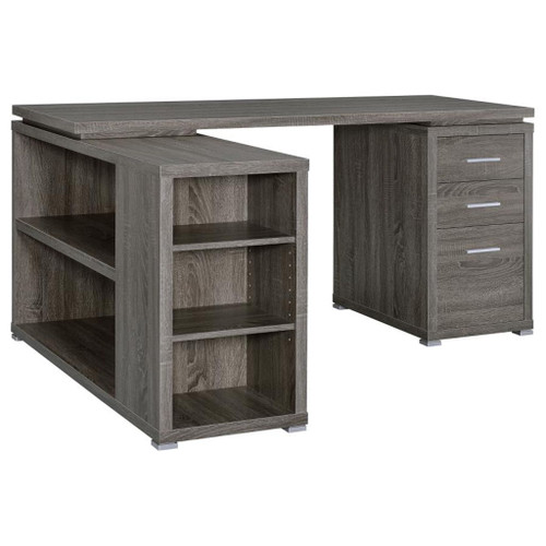 Yvette - 3-Drawer L-Shape Computer Desk - Weathered Gray