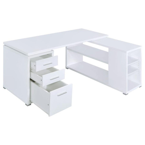 Yvette - 3-Drawer L-Shape Computer Desk - White