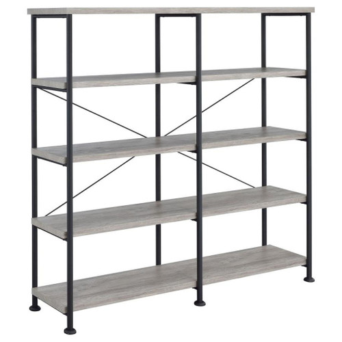 Analiese - 4-Shelf Double Bookshelf - Gray Driftwood