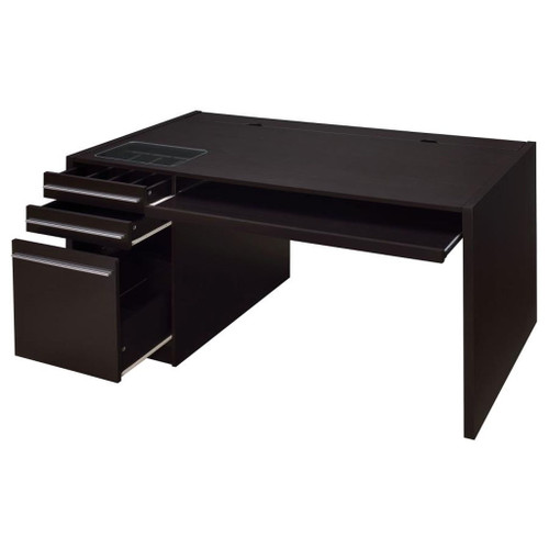 Halston - 3-Drawer Office Computer Desk - Cappuccino