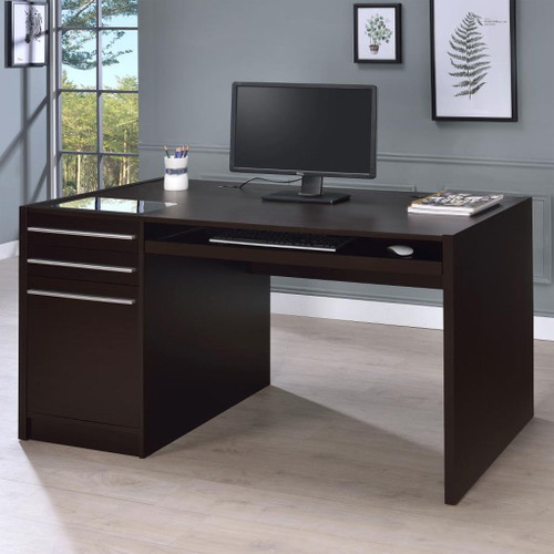 Halston - 3-Drawer Office Computer Desk - Cappuccino