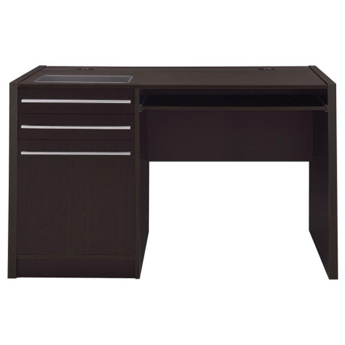 Halston - 2-Drawer Office Desk With Cabinet - Cappuccino