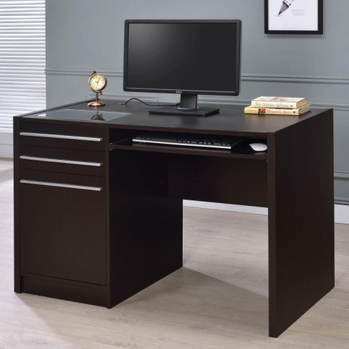 Halston - 2-Drawer Office Desk With Cabinet - Cappuccino