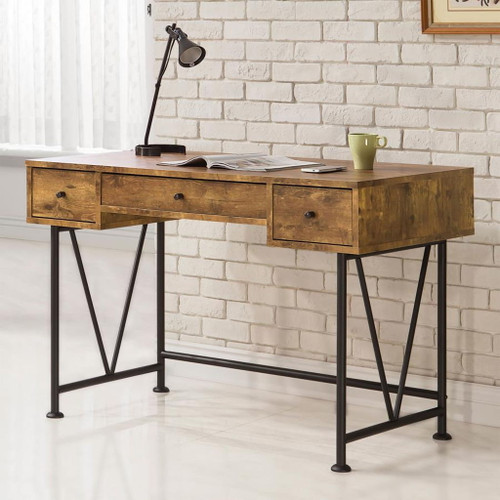 Analiese - 3-Drawer Writing Desk - Rustic Nutmeg
