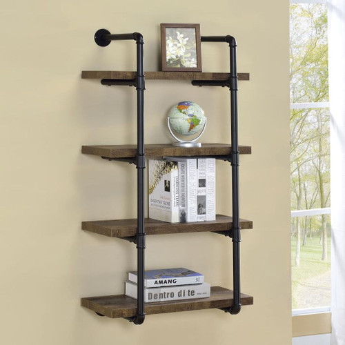 Elmcrest - 4-Shelf Wall Bookshelf - Rustic Oak