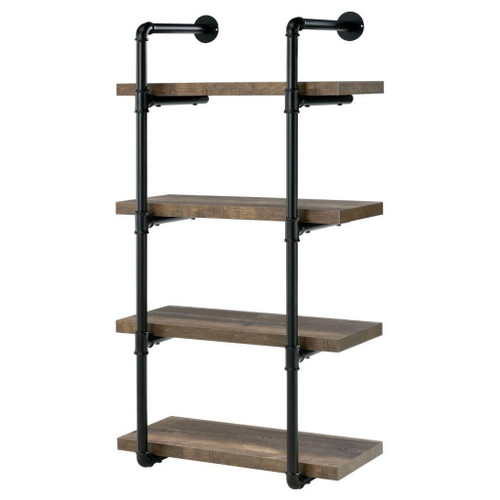 Elmcrest - 4-Shelf Wall Bookshelf - Rustic Oak