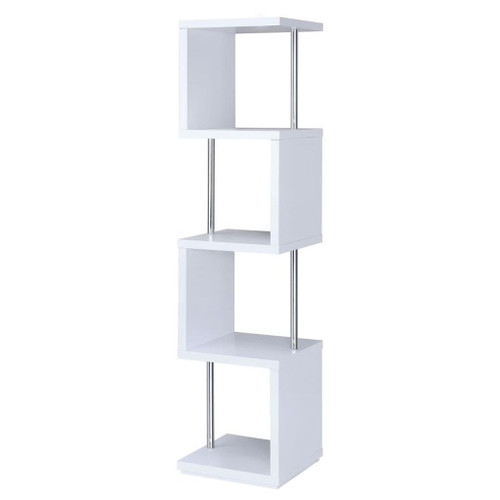 Baxter - 4-Shelf Bookshelf - White And Chrome