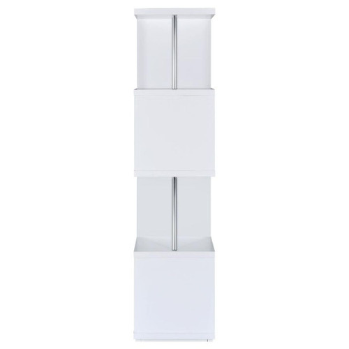 Baxter - 4-Shelf Bookshelf - White And Chrome