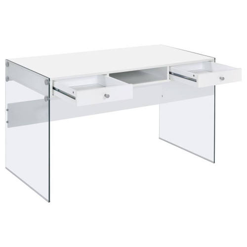 Dobrev - 2-Drawer Writing Desk - White High Gloss
