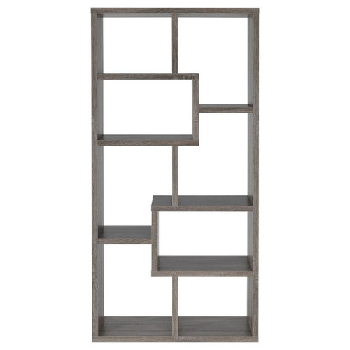 Theo - 7-Shelf Bookshelf - Weathered Gray