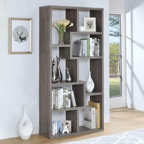 Theo - 7-Shelf Bookshelf - Weathered Gray