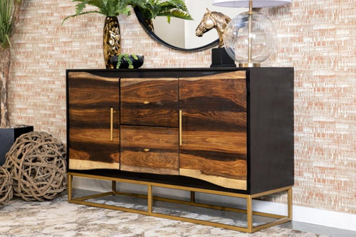 Zara - 2-Door Wood Accent Storage Cabinet - Black Walnut