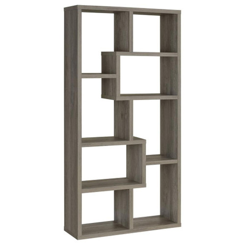 Theo - 7-Shelf Bookshelf - Gray Driftwood