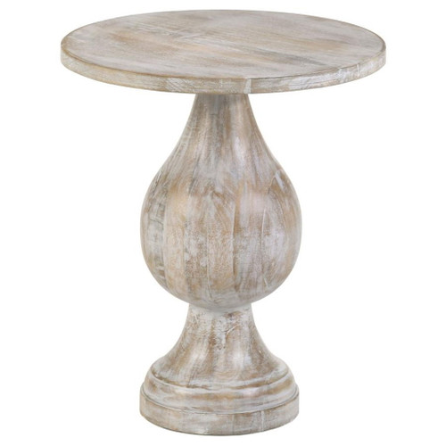 Dianella - Round Pedestal Base Accent Side Table - White Washed