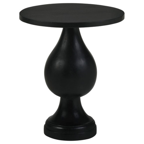 Dianella - Round Pedestal Base Accent Side Table - Black Stain