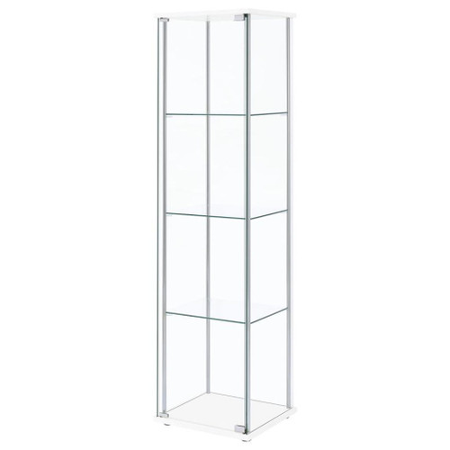 Bellatrix - 4-Shelf Clear Glass Curio Cabinet - White