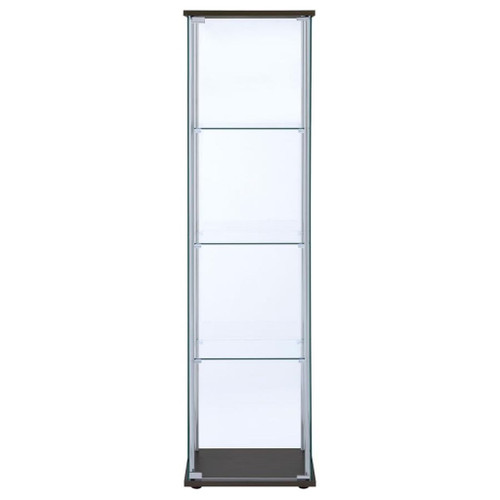 Bellatrix - 4-Shelf Clear Glass Curio Cabinet - Cappuccino