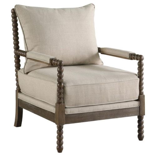 Blanchett - Upholstered Bobbin Accent Chair - Beige And Natural