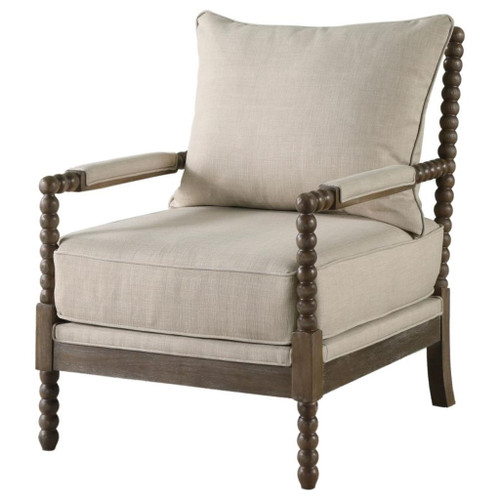 Blanchett - Upholstered Bobbin Accent Chair - Beige And Natural