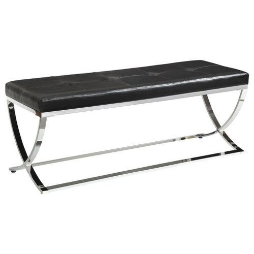 Walton - Leatherette Upholstered Tufted Accent Bench - Black
