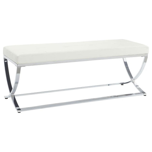 Walton - Leatherette Upholstered Tufted Accent Bench - White