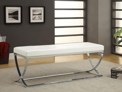 Walton - Leatherette Upholstered Tufted Accent Bench - White