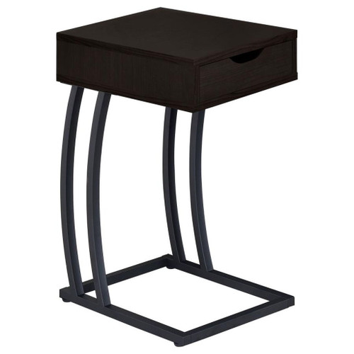 Troy - 1-Drawer C-Shaped Side Table Power Outlet - Cappuccino